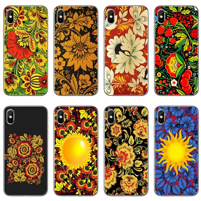 Силиконовый чехол для телефона Huawei P30 P20 Pro P10 P9 P8 Lite Y5 Y6 Y7 Y9 P Smart Plus 2018 2019 Хохлома с