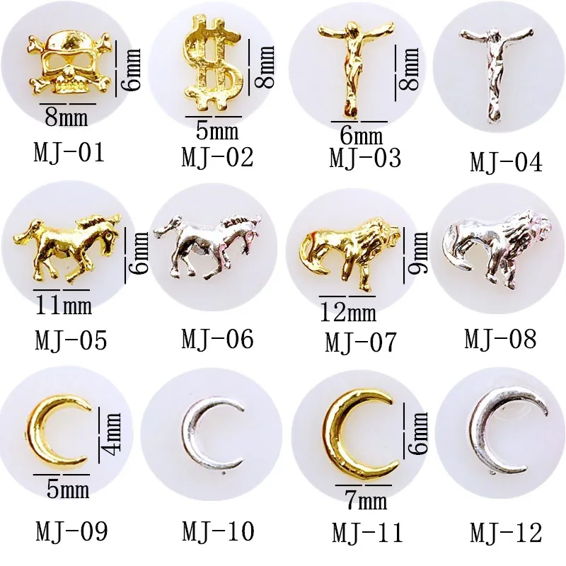 50 шт./упак. металлический дизайн ногтей призрака знака долларов черепа Иисуса