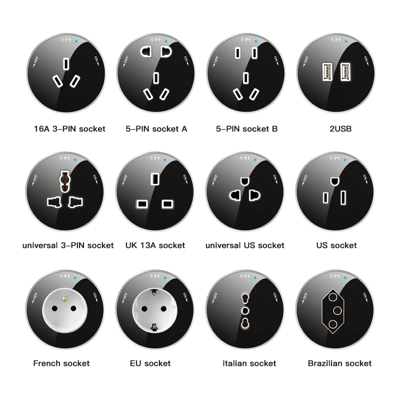 

HEREPOW Electrical Surface Embedded Power Track Rail Socket 40cm 60cm 80cm 100cm Aluminum Alloy Wall Mounted Extension Outlets