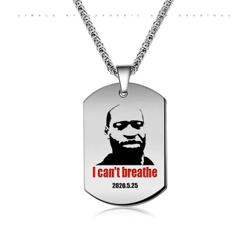 

Модное ожерелье "Я не могу дышать" Мужская памятная бирка из нержавеющей стали
