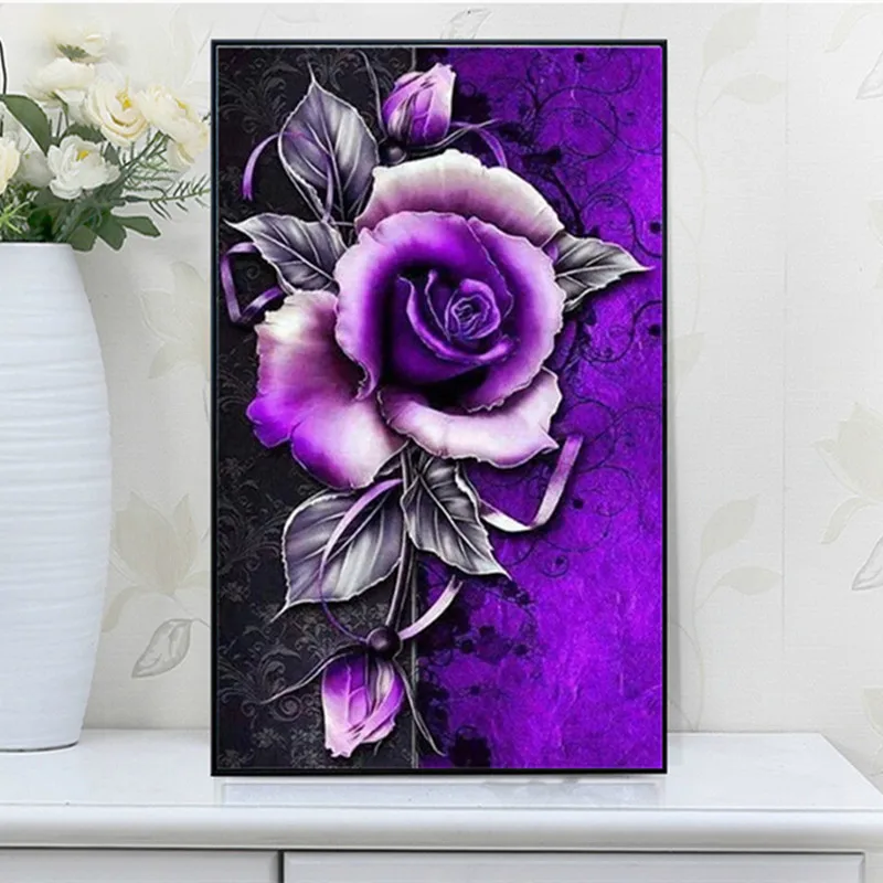 

Diy 3D Diamand Flowers Painting Full Drill Round Diamond Arts Crafts for Home Painting Decoration