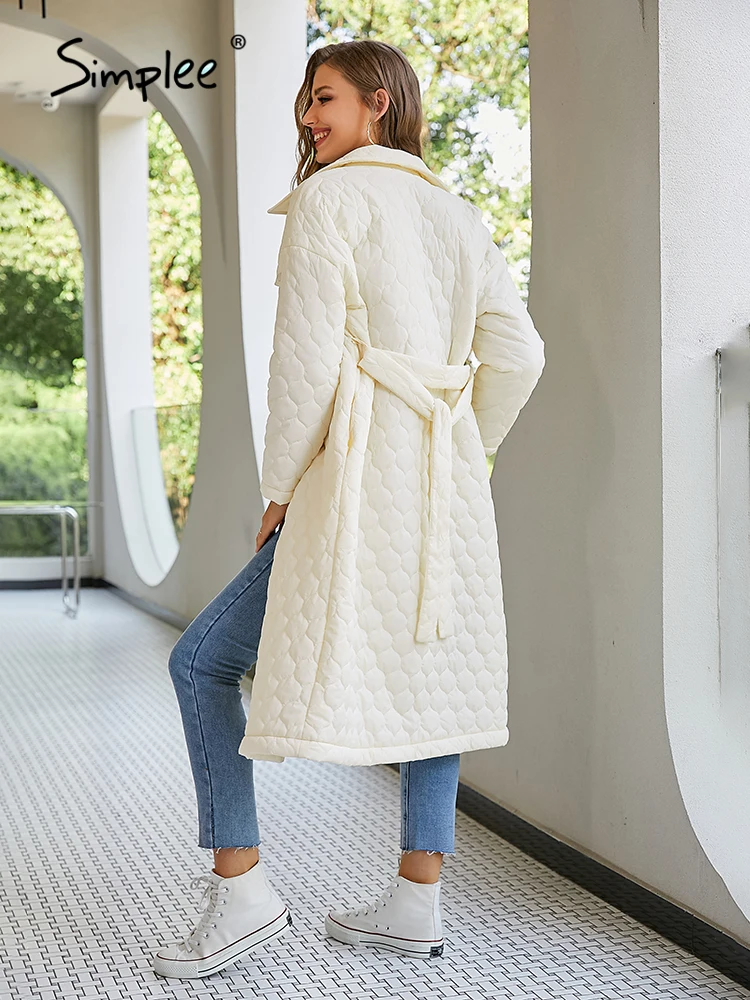 Женская Офисная парка Simplee с геометрическим принтом на шнуровке зимняя бежевая