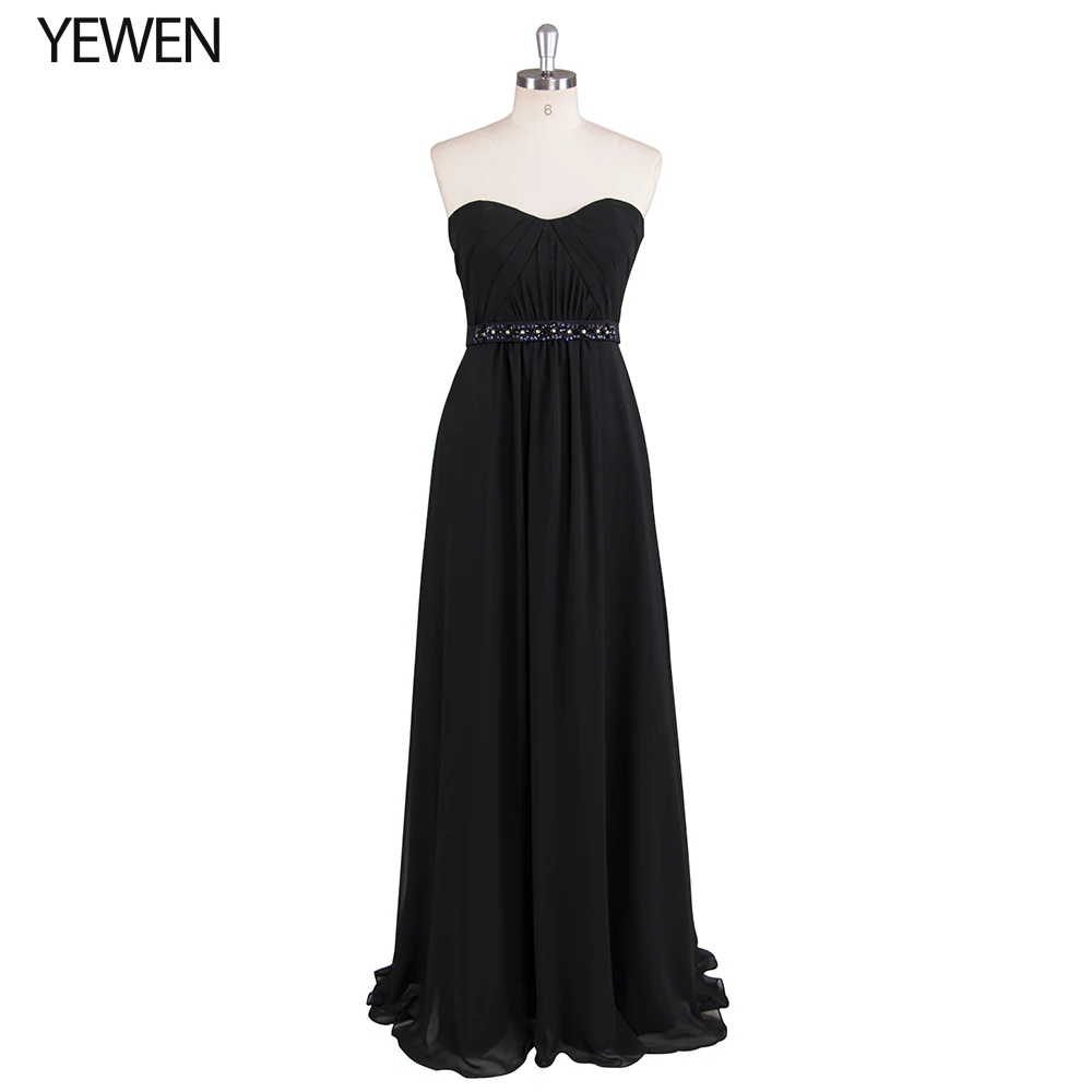 Черное шифоновое платье подружки невесты Длинное Элегантное для женщин