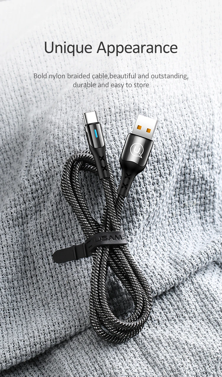 USAMS usb type c кабель 5A быстрое зарядное устройство для huawei P20 lite mate 20 mate 30 pro Быстрая зарядка данных Android 0,5 м 1 м 2 м светодиодные фонари