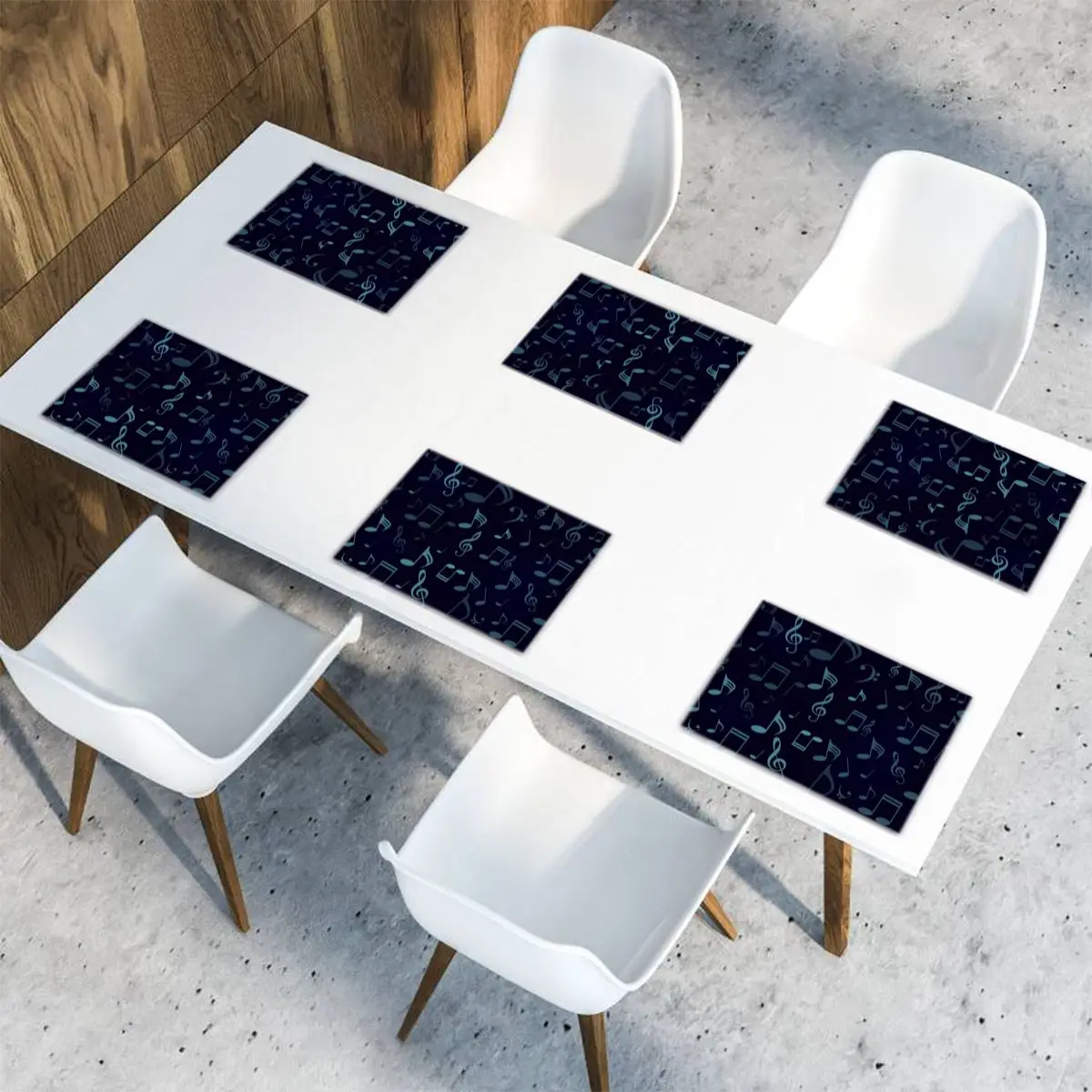 

Set of 6 Music Notes Treble Clef Placemats for Dining Table Place Mat in Kitchen Accessories Cup Wine Mat