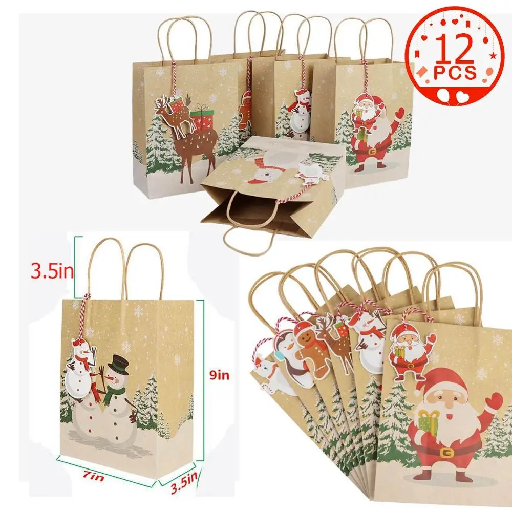 kraft Bags OurWarm DIY Войлок Рождественская елка Снеговик с орнаментом поддельная Рождественская елка детские игрушки Рождественская вечеринка украшения год - Цвет: kraft Bags