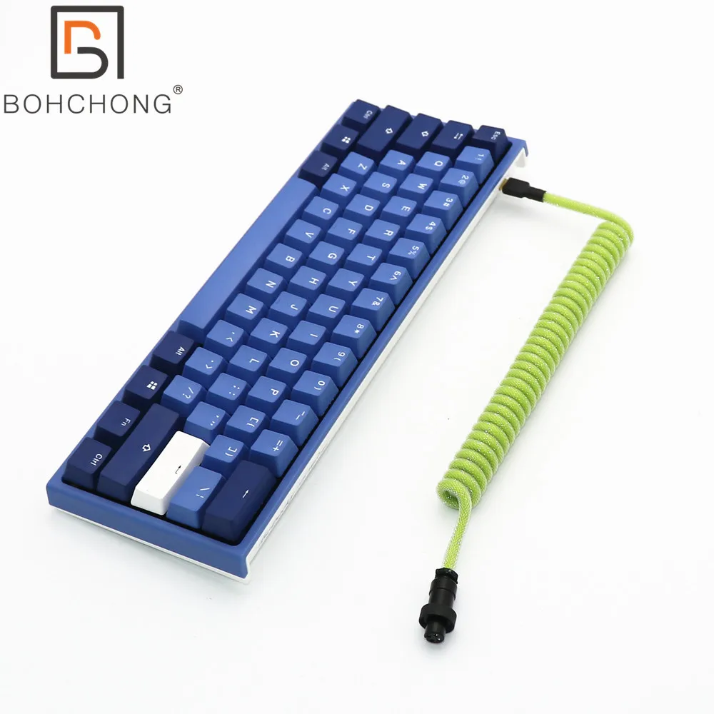 L Shape Double Sleeved Keyboard Coiled Type C Cable Mini Micro USB GX16 Aviator Cable With Colorful GX12 Computer Adapter Cable