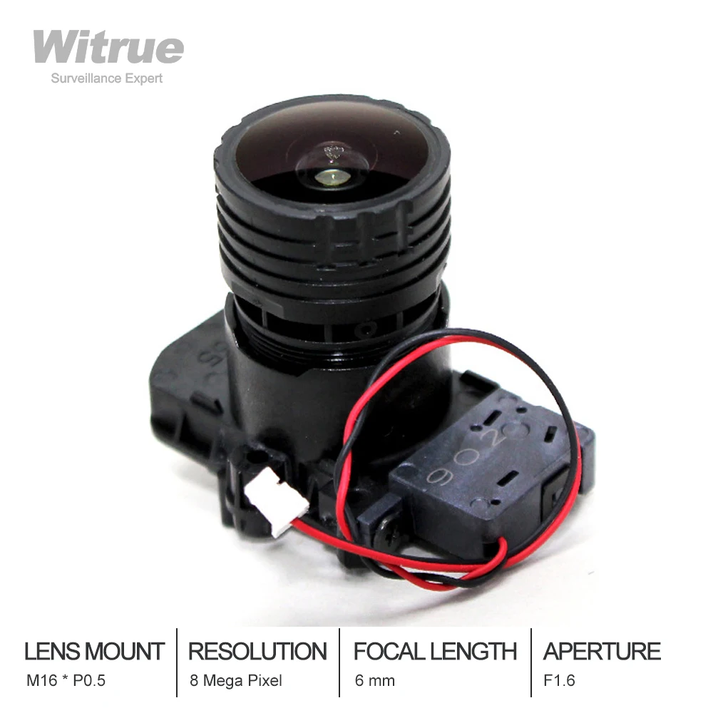 Объектив видеонаблюдения Witrue 4K HD 8 Мп 6 мм M16 * P0.5 крепление F1.6 1/1/1 дюймов IR Cut +