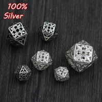 2pcs real 925 silver color jewelry beads hollow octagonal geometric diy bracelet separated beads beaded accessories
