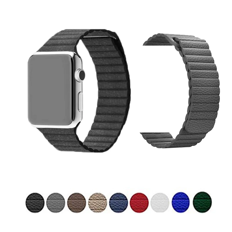 Ремешок из натуральной кожи с магнитной петлей для apple watch band 38/42 мм и для apple watch 4 44/40 мм браслет для iwatch series 3 2 1
