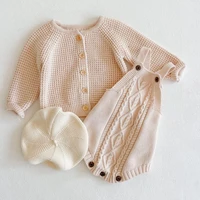 knitted baby bodysuit set kids sweater cotton newborn baby girls cardigan bodysuit toddler clothes jumpsuit for kids overalls