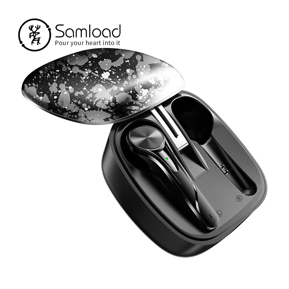 black-gray Наушники Samload Bluetooth 5,0, беспроводные наушники с глубоким басом, наушники CVC, шумоподавление с зарядным устройством для iPhone, samsung - Цвет: black-gray