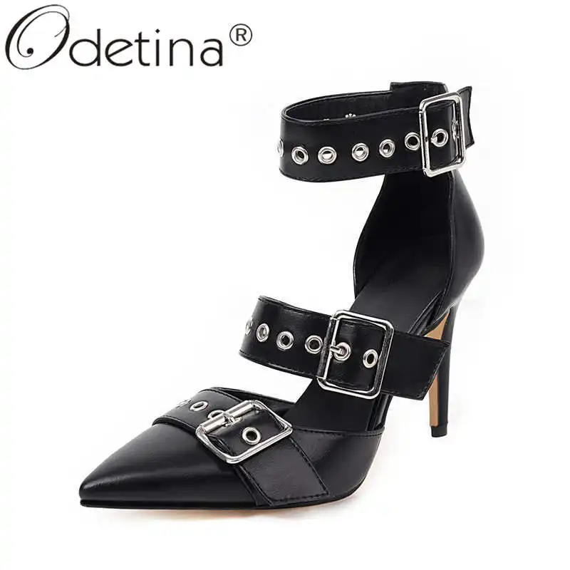 Odetina/Женские Классические босоножки на высоком каблуке шпильке с ремешком