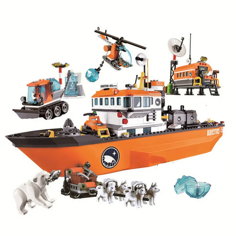 

760 шт., Детский конструктор «ледобойный корабль»