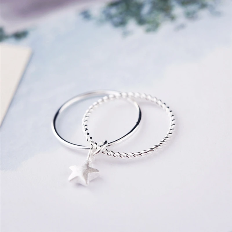 

Multi-layer Star Simple Wild 925 Sterling Silver Temperament Personality Fashion Female Trendy Resizable Opening Rings SRI034