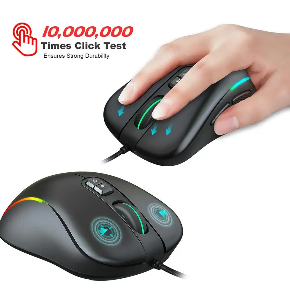 Игровая мышь RGB проводная программируемая эргономичная USB-мышь с подсветкой 7