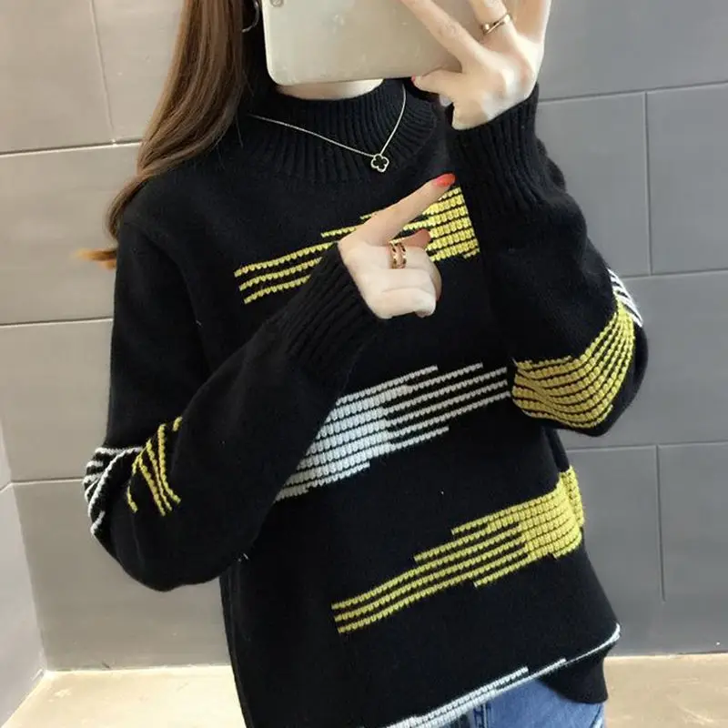 

Plus velvet/no velvet sweater 2020 new autumn and winter women's students loose Korean version of Joker knit bottoming shirt