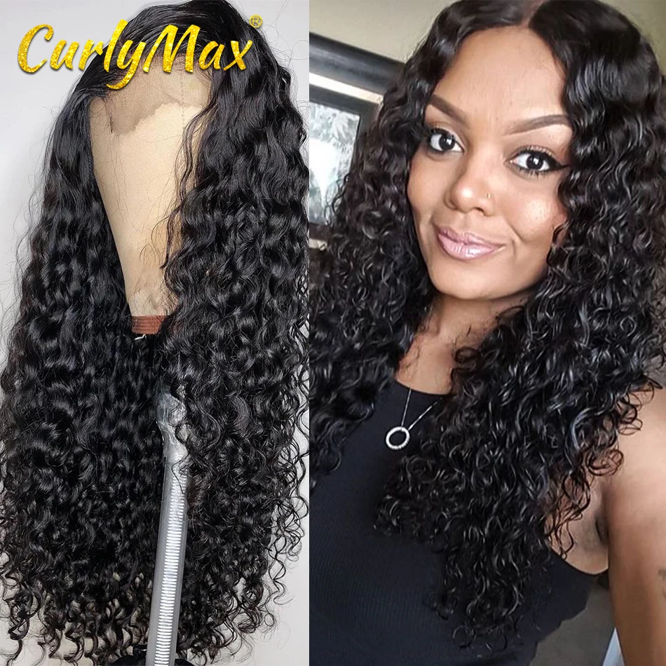 CurlyMax глубокая волна 28 30 дюймов 180 250% кудрявые 13x4 кружевные передние человеческие