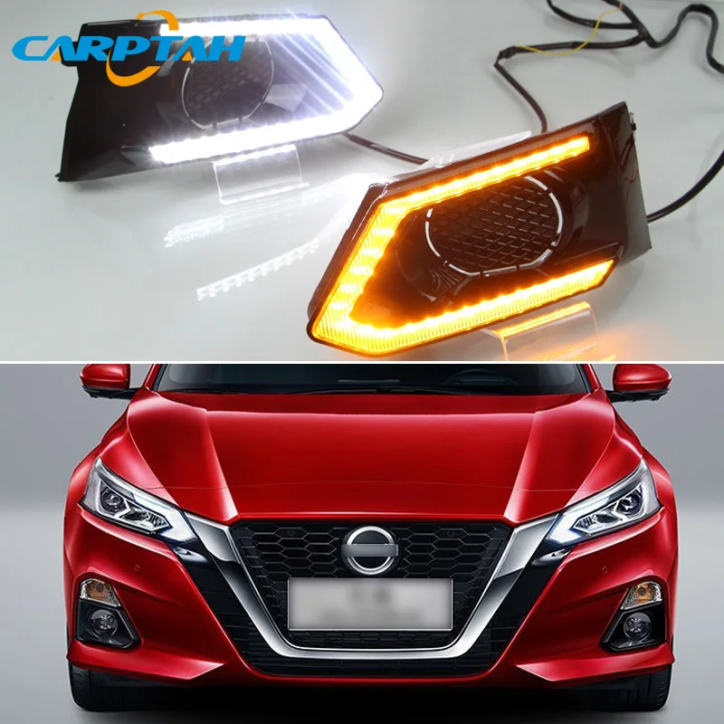 

LED Daytime Running Light For Nissan Teana Altima 2019 Waterproof 12V Yellow Turn Signal Indicator Light Bumper Lamp LED DRL