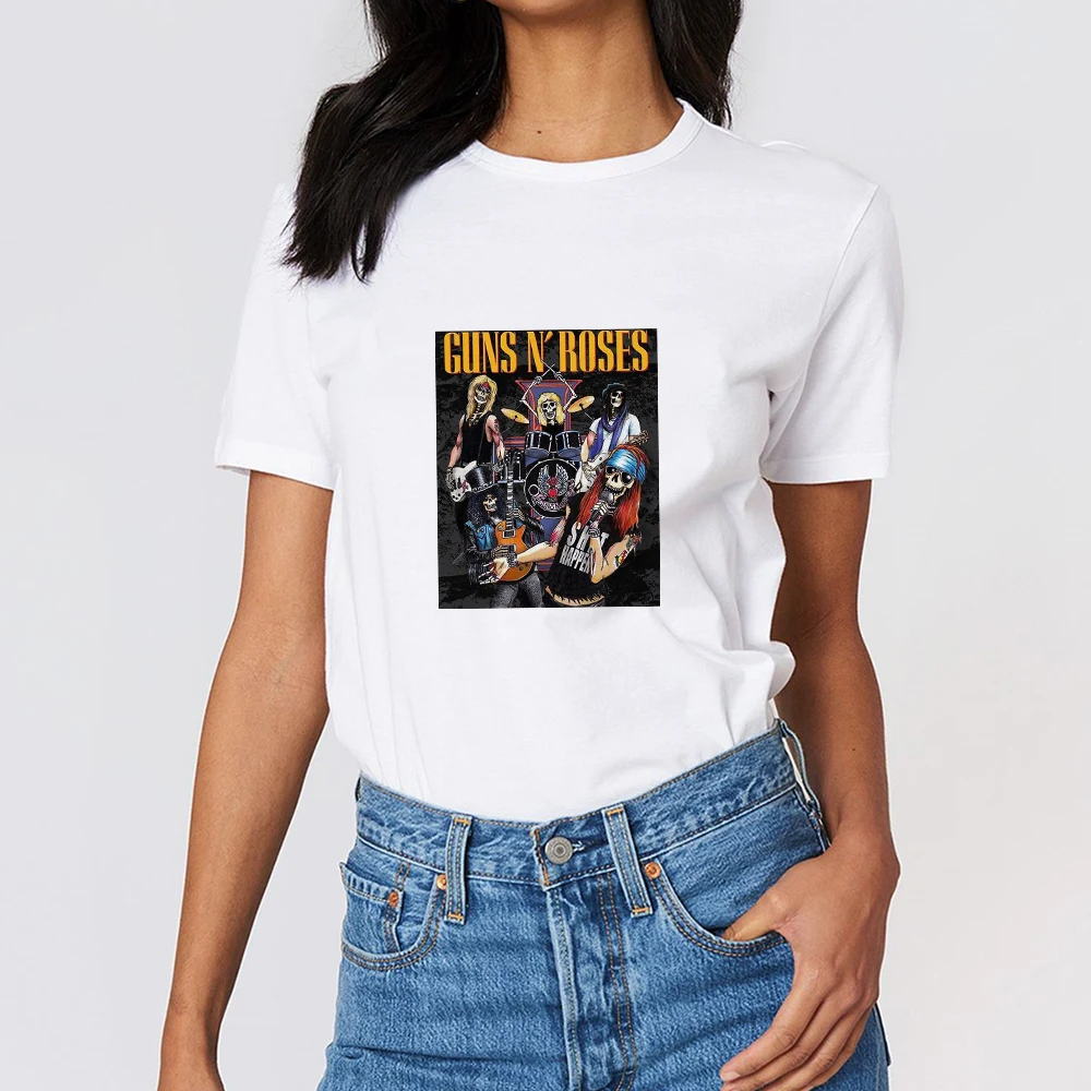 

Guns N Roses T-shirt Women Hipster Punk Harajuku Clothing Skeleton T Shirt Summer Ropa Tumblr Mujer Streetwear Short Sleeve