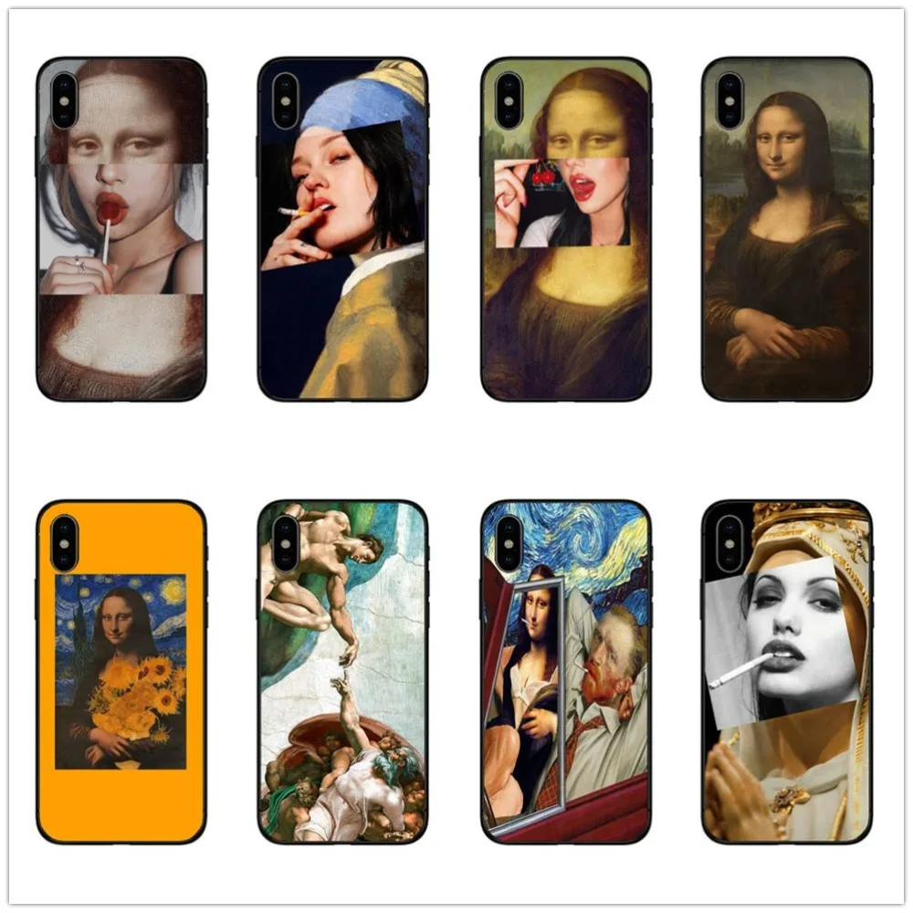 Силиконовый чехол для телефона с принтом Ван Гога Мона Лиза iphone 12 mini X XR XS MAX 8 PLUS 7 6