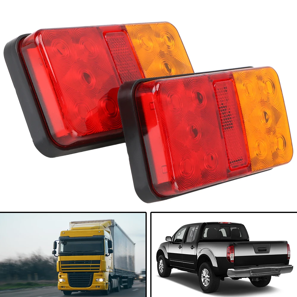 

LED Tail Light 2PCS 12V 24V 10 LED Rear Brake Light Taillight Turn Signal Indicator for Car Truck Trailer Caravan Stop Lamp