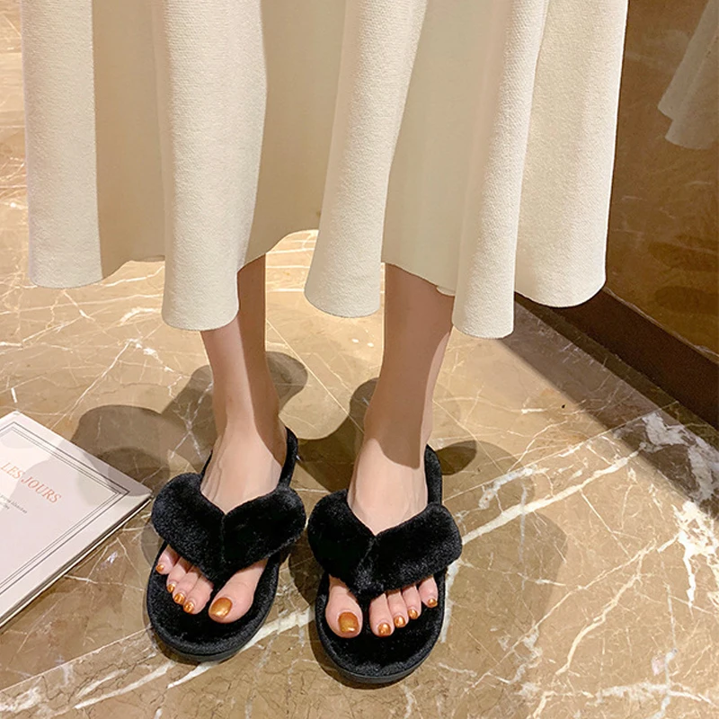 FVFV/Женские меховые шлепанцы на платформе Летние Женская пушистая обувь Женские