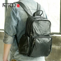 aetoo mens leather backpack leather large capacity fashion travel backpack trendy computer school bag