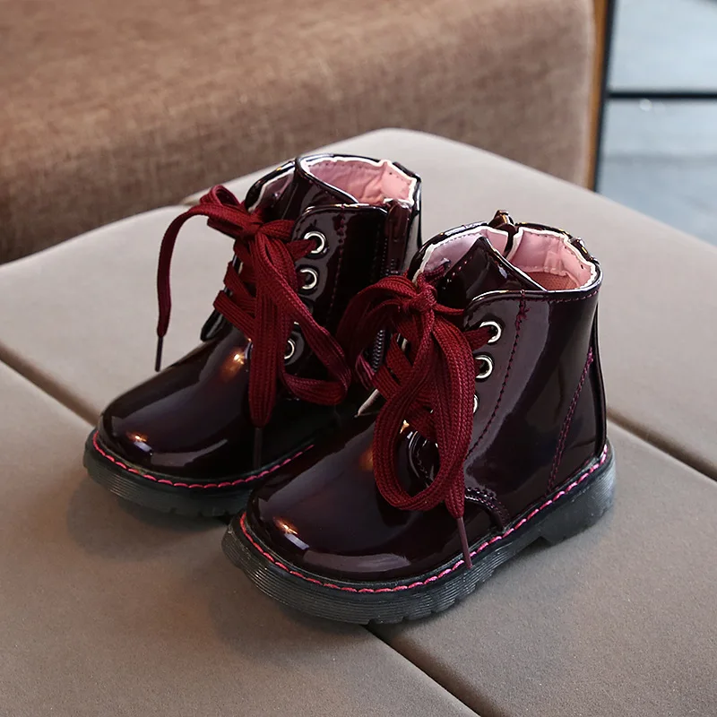 Красный JUSTSL Autumn Winter Children's Martin Boots Girls Boys Short Boots Baby Kids Plus Velvet Waterproof Cotton Shoes - Цвет: Красный
