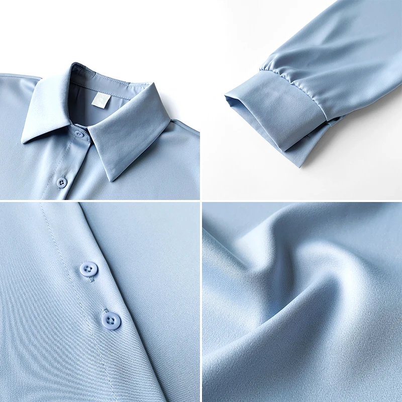 

Plus Size 4XL Chiffon Blouses Spring Women's Elegant Vintage Long Sleeve OL Pink Solid Shirts Turn-down Collar Loose White Tops