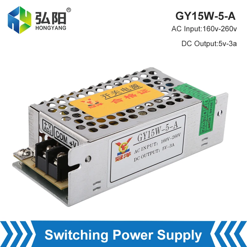 

Switching Power Supply Lighting Transformer AC 160V-260V To DC 5V 3A Drive Power Regulator LED Light Bar Power Adapter