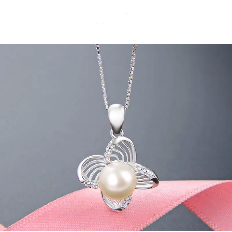 Ожерелье до ключицы из серебра 925 пробы с пресноводным жемчугом