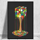 Радужный расплавленный куб рубиков абстрактная Печать на холсте художественная Настенная картина Печать на холсте Живопись для домашнего декора гостиной
