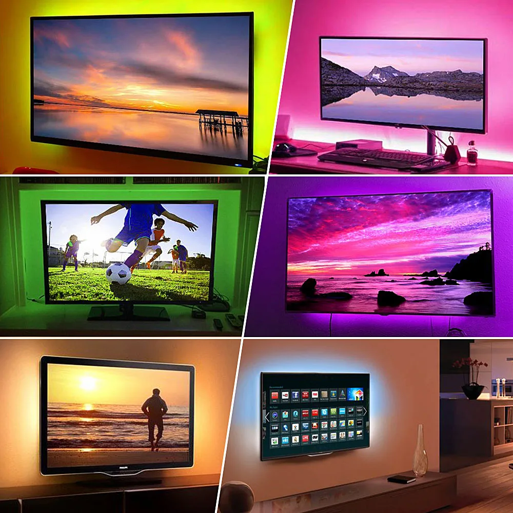 Светодиодная лента RGB с USB 50 см 1 м 2 3 5050 5 в постоянного тока Диодная неоновая