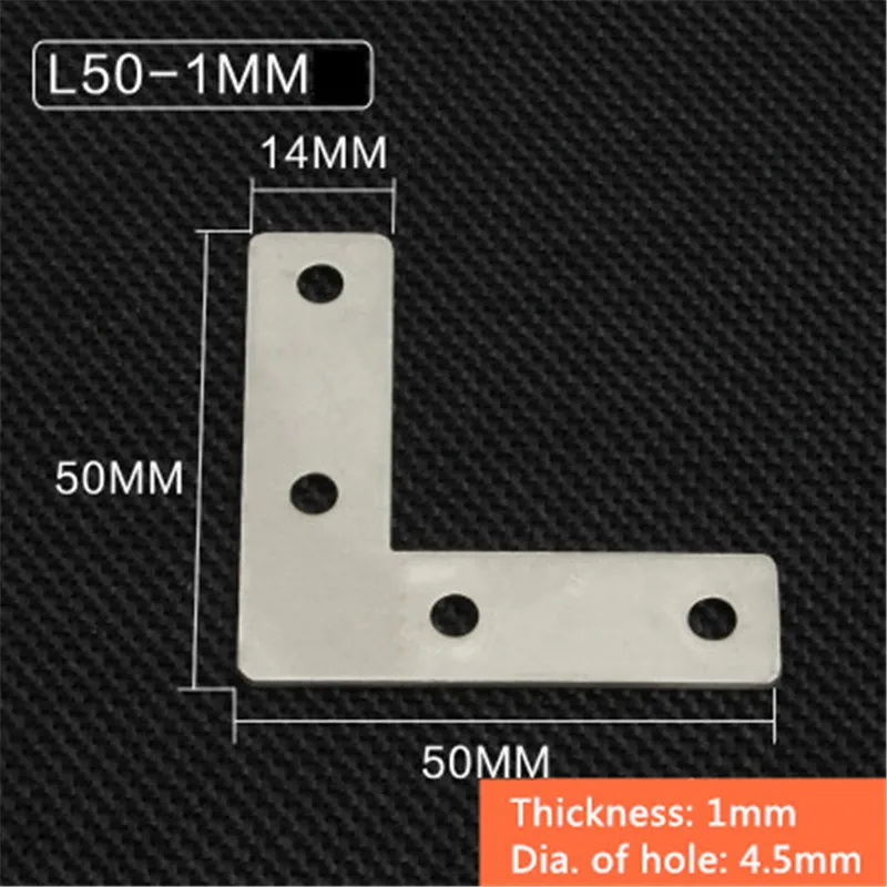 L50-1mm 5 шт./лот из нержавеющей стали Гладкий угловой кронштейн сатин L T Форма доска поддержка угловой кронштейн мебельная фурнитура разъемы - Цвет: L50-1mm