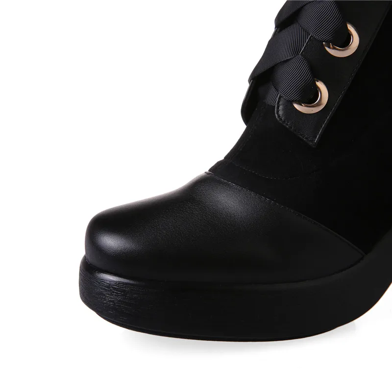 Murah ASUMER Sepatu Bot Elastis Keluaran Baru 2021 Sepatu Hak Tinggi Kulit Asli Wanita Sepatu Bot Tinggi Paha Ramping Antik Berenda Wanita