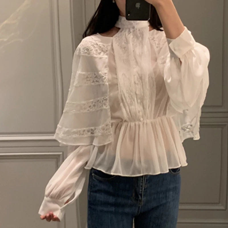 Высокое качество Новая мода 2020 дизайнерская рубашка женская рукав летучая мышь