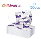 Маска одноразовая детская с фиолетовыми бабочками, 3 слоя, 10203050100 шт.