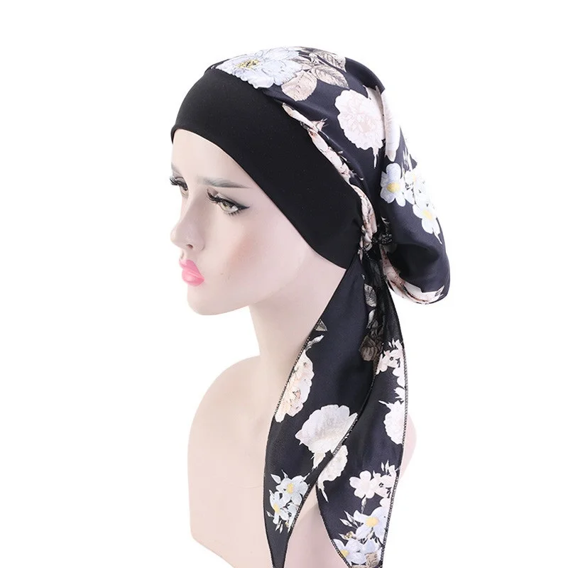 

New imitation silk wide edge braided headtie Chemo cap
