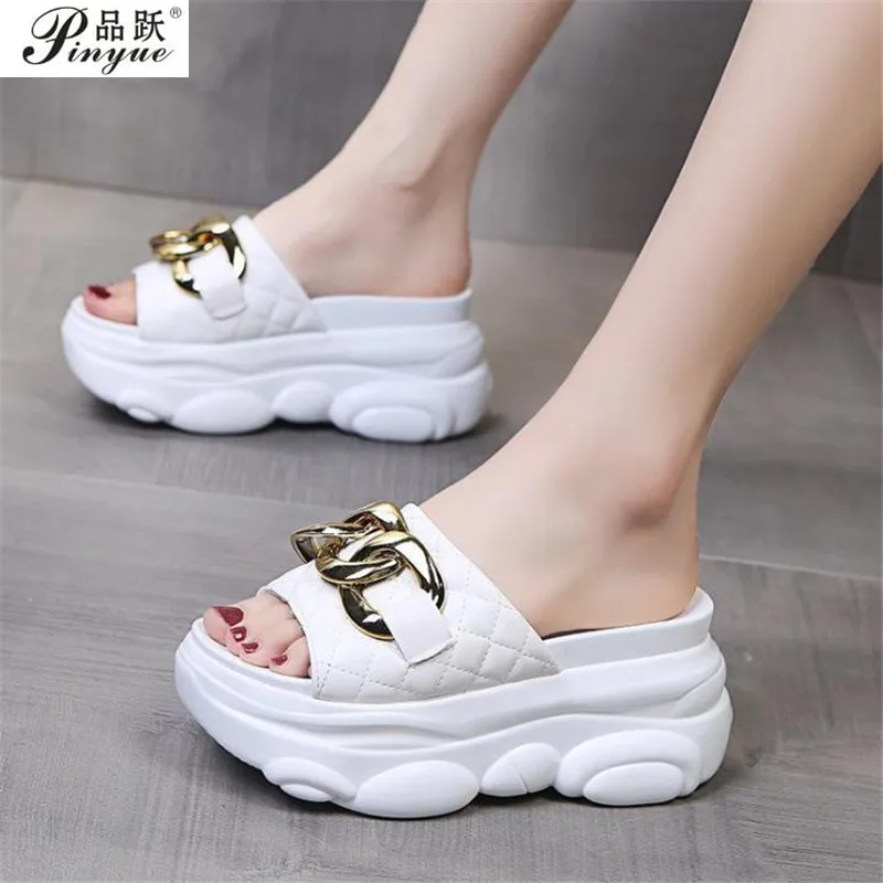 

Women Summer Sandals Beach Shoe New Crystals Flip-Flops Wedge Heel Shoes Woman High Platform Bling Slippers Outside Sandals