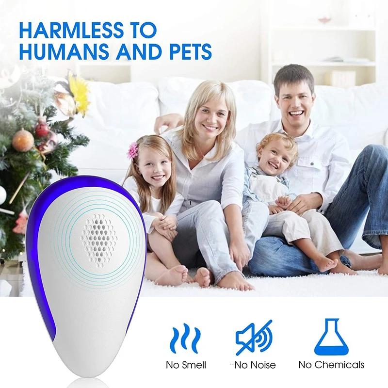 

Ultrasonic Pest Repeller 6 Pack Indoor Plug In, Electronic and Ultrasound Pest Repellent - Insects, Mice,Spiders US Plug
