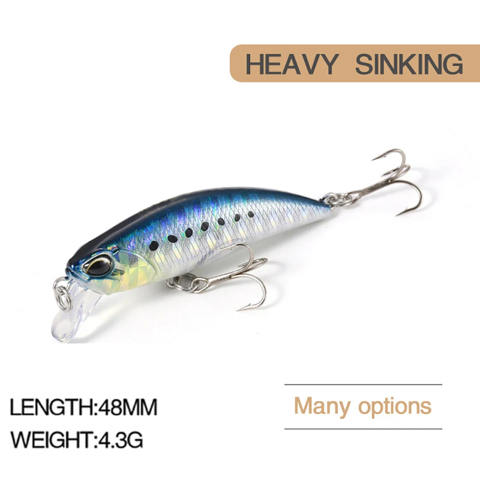 1Pcs 48Mm 4.3G Minnow Fishing Lure Hook Artificial Hard Bait Sea Wobble Swing Tackle | Спорт и развлечения