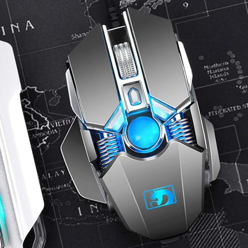 Серый Крутая проводная мышь игра Esports мышь ноутбук мышь отягчающий Программирование автоматический распылитель Механическая мышь - Цвет: Серый