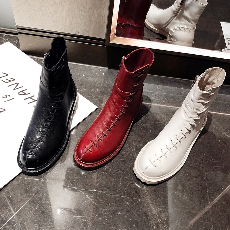 Новинка Женские ботинки в стиле ретро сапоги до середины икры женские из