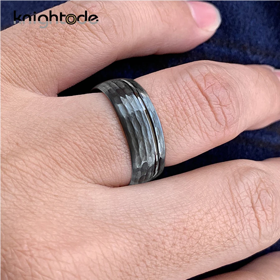 8 мм Для мужчин Вольфрам жемчужные кольца из белого золота мульти граненый