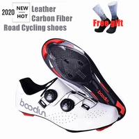 2020 new road cycling shoes leather carbon fiber ultralight self locking shoes professional racing road bike bicycle sneakers