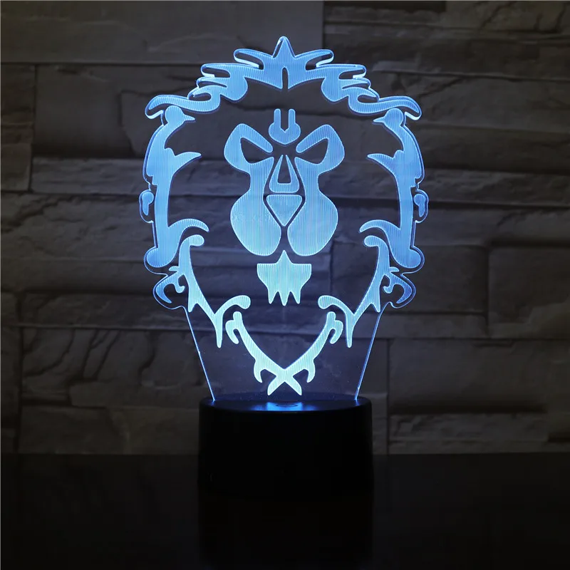 WOW модель Лев 3D ночник иллюзия СВЕТОДИОДНЫЙ Красочный вспышка сенсорный свет