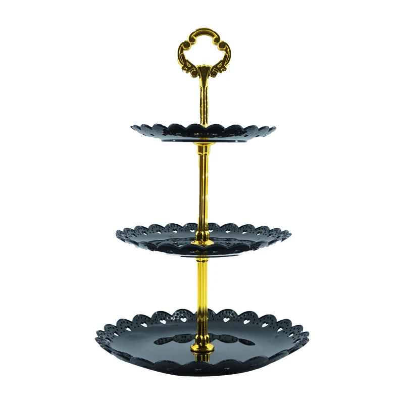 

European Wedding Party Dessert Table Three-layer Cake Stand Candy Fruit Plate Home Cake Self-help Display Table Decoration Trays