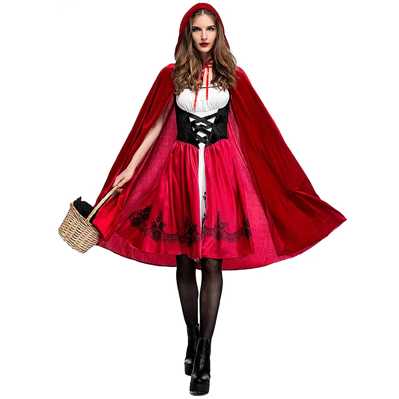 

Halloween Carnival Stage Theater Performance Family Activity Set Adult woman Little Red Riding Hood Cosplay costume