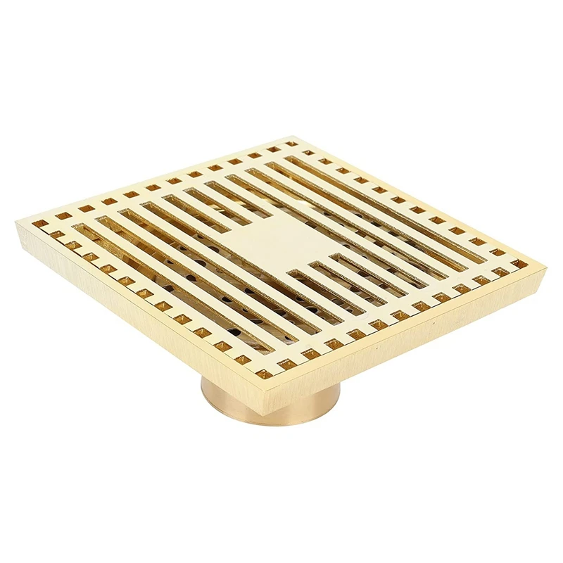 

Pure Copper Square Drain Shower Sink Drain Anti-Odor Bathroom Floor Drain Tile Insert Invisible European Vintage 10X10cm